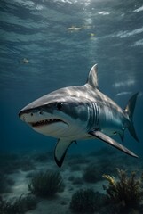 Naklejka premium photo wildlife shark on ocean