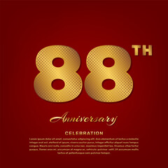Vector template with golden pattern number style isolated on red background, simple and luxury vector template for 88th anniversary celebration event