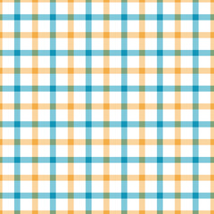 Gingham seamless pattern.Orange blue background texture. Checked tweed plaid repeating wallpaper. Fabric design.
