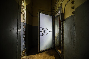 Blast proof armored doors in the military bunker