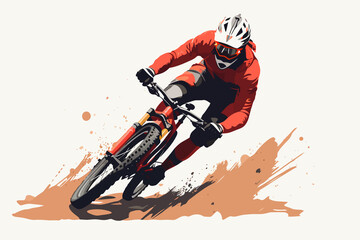 Extreme sport mountain biking vector flat isolated illustration