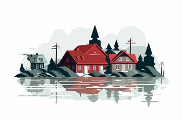 Flood Disaster vector flat minimalistic isolated illustration