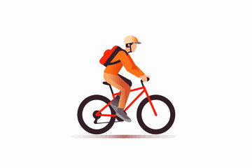 man riding bycicle vector flat minimalistic isolated illustration