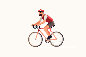 man riding bycicle vector flat minimalistic isolated illustration - obrazy, fototapety, plakaty