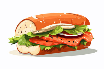 Salmon sandwich vector flat minimalistic isolated illustration