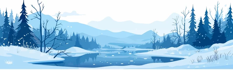 Zelfklevend Fotobehang snowy landscape vector flat minimalistic isolated illustration © Zaharia Levy