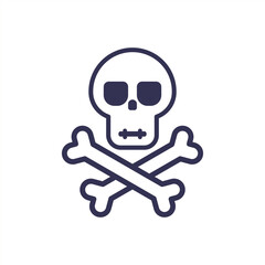 Minimalistic skull icon with bones. Minimalistic skull for Halloween.
