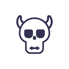 Minimalistic skull icon with horns. Minimalistic skull for Halloween.