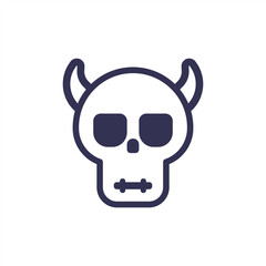 Minimalistic skull icon with horns. Minimalistic skull for Halloween.