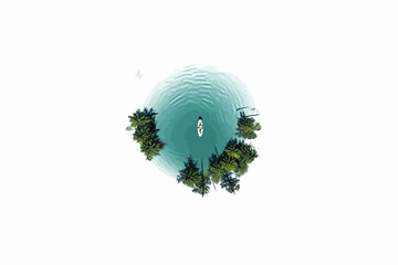 top view dron shot of lake vector flat isolated illustration