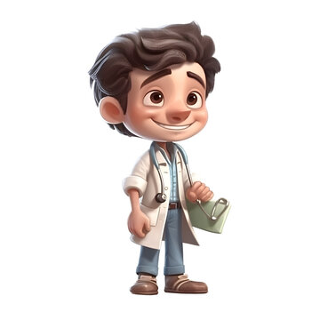 3D Render of a Little Boy Doctor with a stethoscope