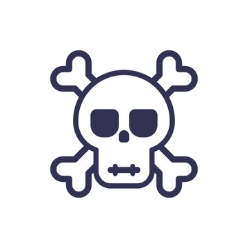 Minimalistic skull icon with bones. Minimalistic skull for Halloween.