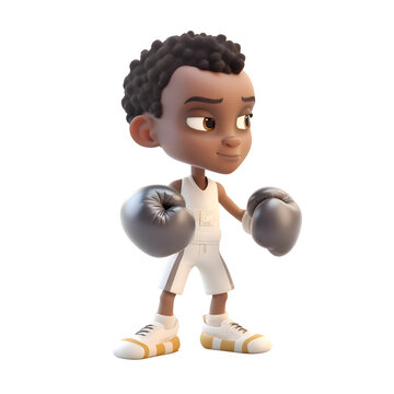 3D Render of a Little Boy with Boxing Gloves on White Background