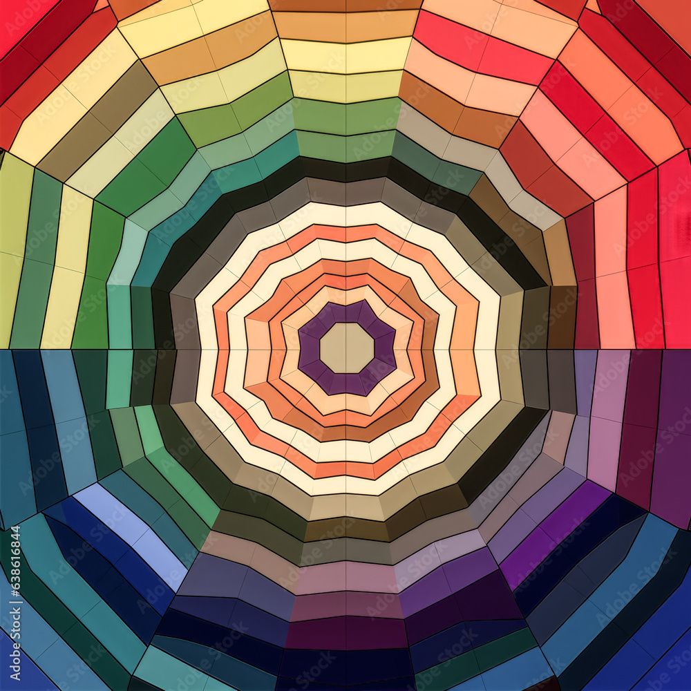 Poster he appreciates a vibrant display of concentric octagons with varying hues.