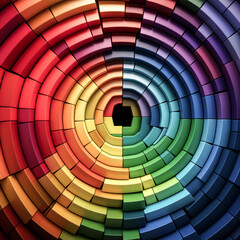 He creates a mesmerizing piece of art using concentric shapes of varied colors.