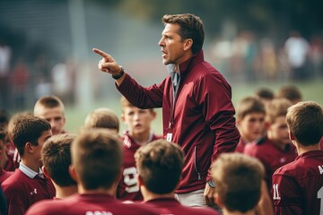 Inspiring high school football coach delivering a passionate speech.