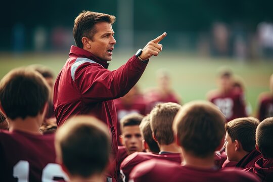 Inspiring High School Football Coach Delivering A Passionate Speech.