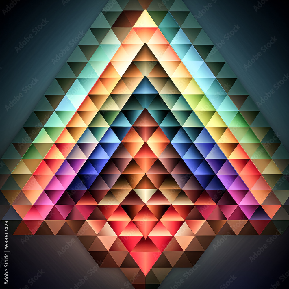 Aufkleber he creates an eye-catching visual of concentric triangles in various colors.