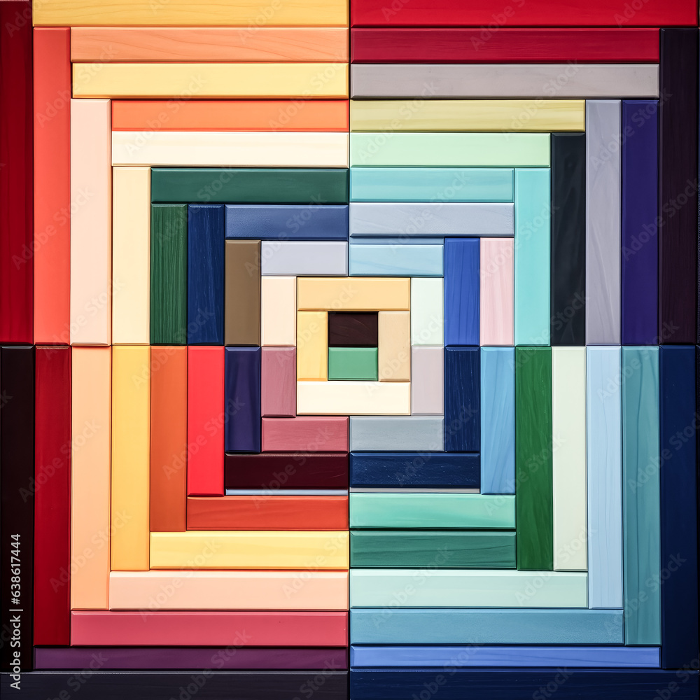 Poster he views a canvas of concentric squares of vibrant colors.