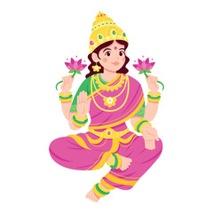 vector diwali cute goddess lakshmi illustration isolated