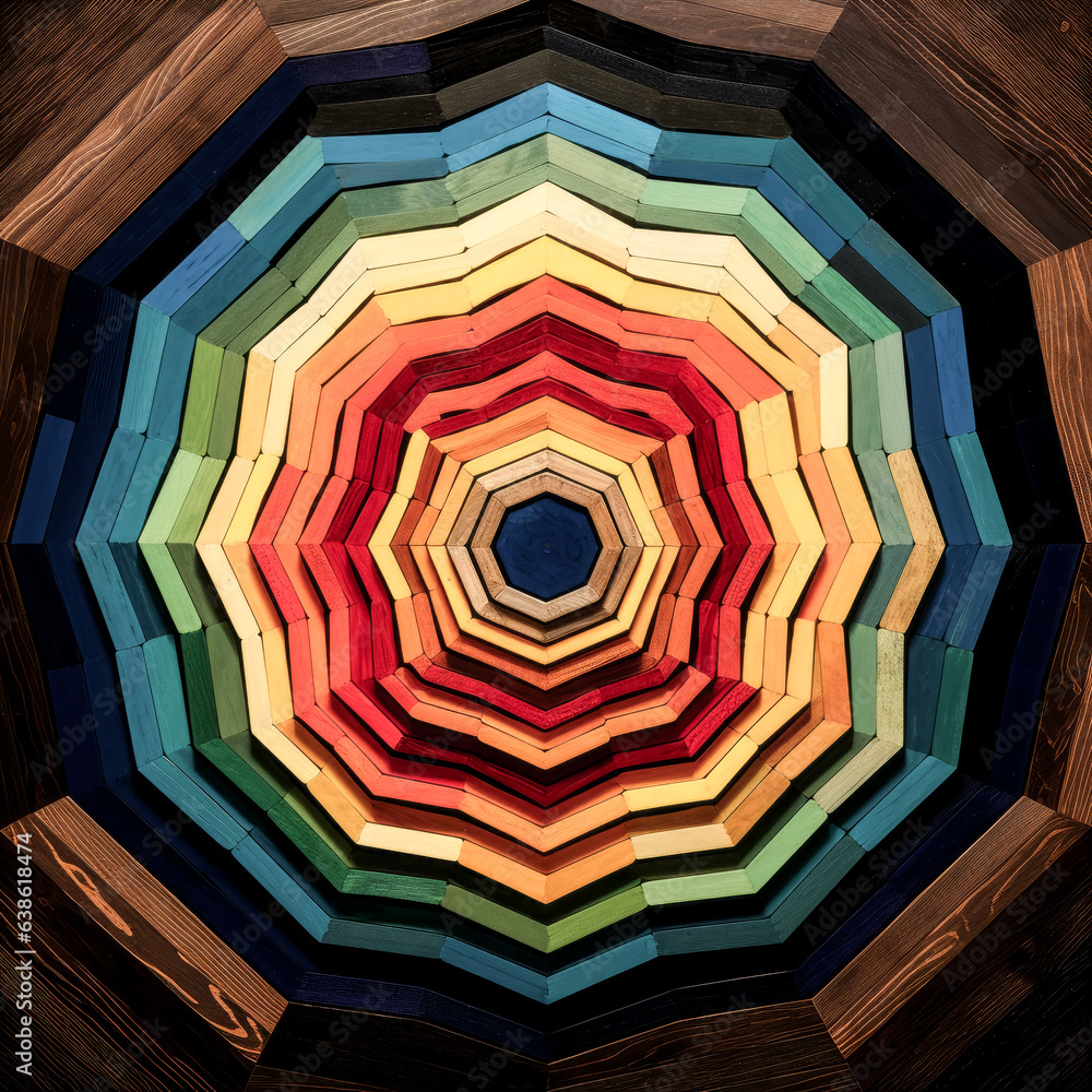 Poster he creates mesmerizing concentric octagons of different colors.