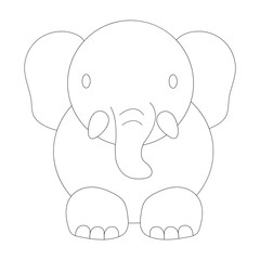 Animal Coloring Page for Kids. Baby Elephant Coloring Page Black and white vector illustration for coloring book