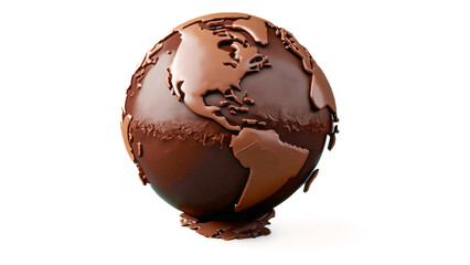 Earth globe made of brown chocolate. AI generated image