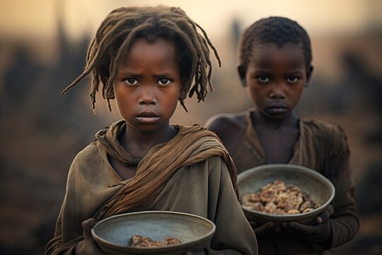 Poor hungry African children.