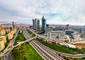 Istanbul Financial Center (IFC) in Atasehir, Istanbul, Turkey. Global financial services hub. Modern business center skyscrapers in Istanbul.