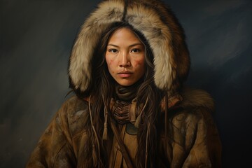 Portrait of native Alaskan eskimo woman.