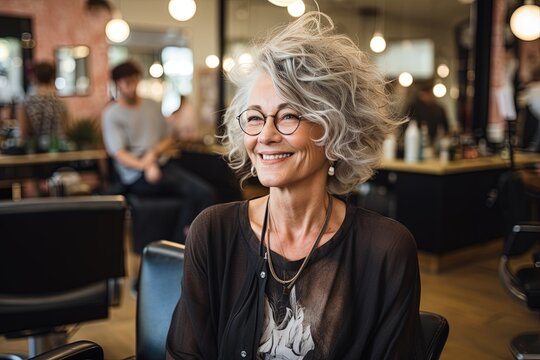 Old Woman In Hair Salon.