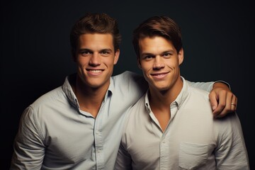 Fototapeta premium Smiling identical male twins.