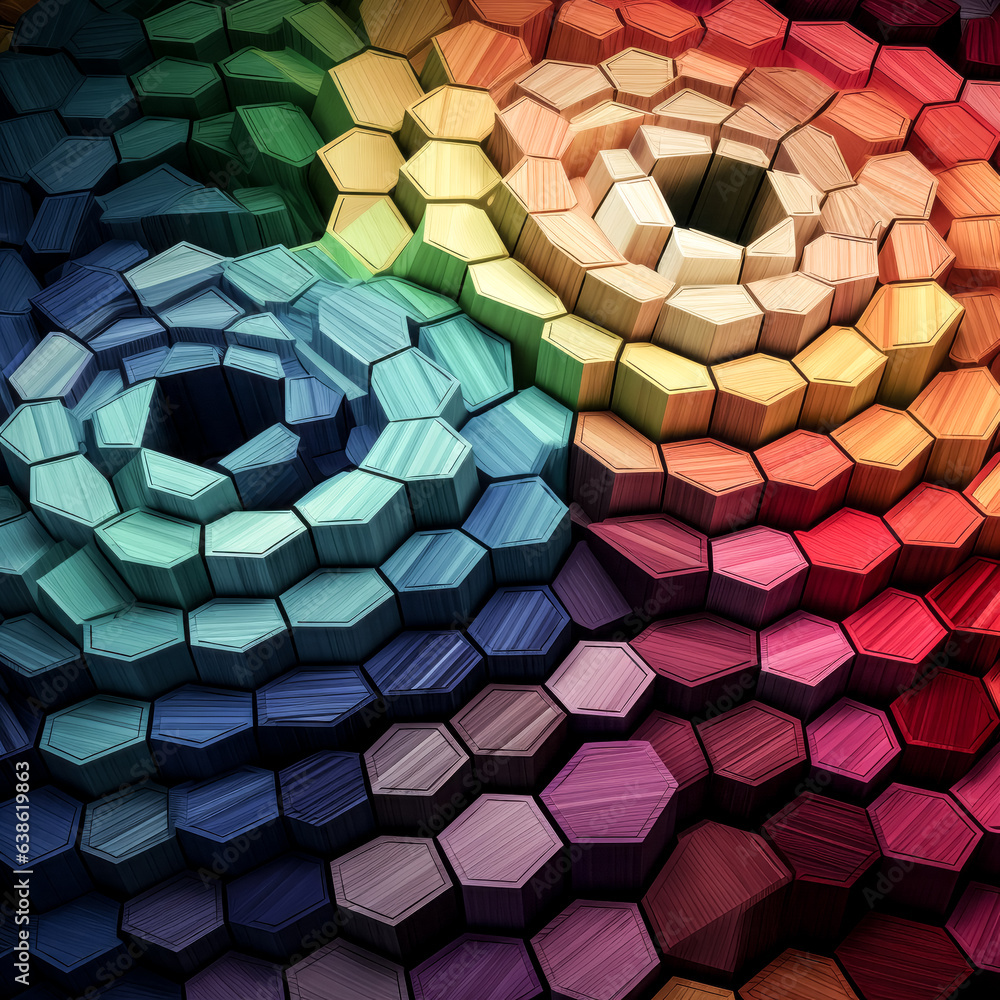 Aufkleber he creates an artistic display of concentric octagons in various colors.