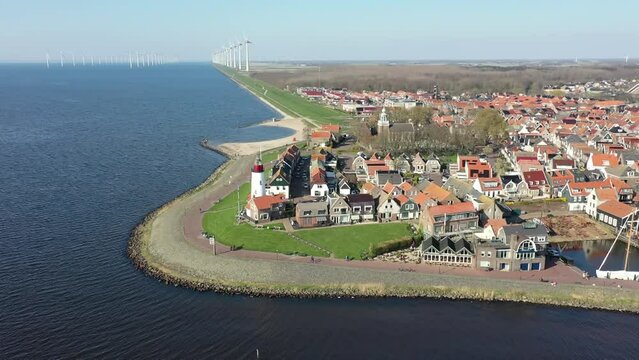 Aerial from the traditional village Urk in the Netherlands

