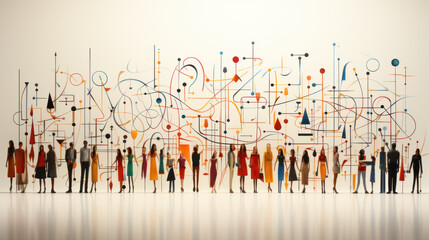 Multicultural Stickfigure Illustration. Generative AI