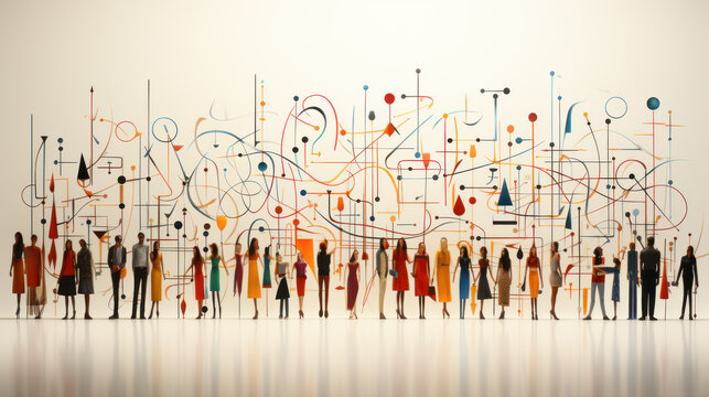 Multicultural Stickfigure Illustration. Generative AI