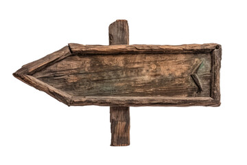 Wooden arrow, road sign. Isolated on white background.