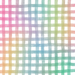 Rainbow Hand Drawn Gingham Check Overlay