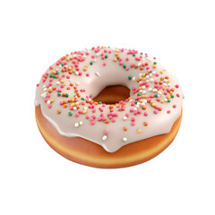 Donut with sprinkles isolated on white background. 3d illustration