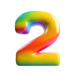 The number 2 in rainbow colors