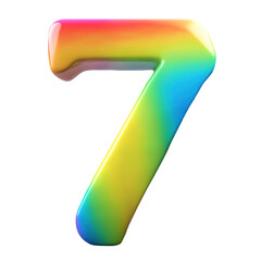 The number 7 in rainbow colors