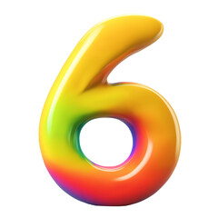 The number 6 in rainbow colors