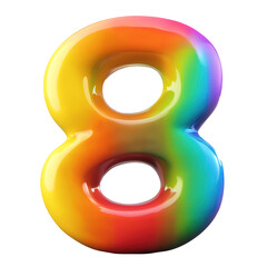 The number 8 in rainbow colors