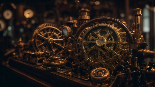 old clock mechanism steampunk ambience