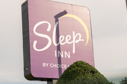 Waynesboro, VA US - July 2, 2023: road side sign and logo for Sleep Inn by Choice Hotels