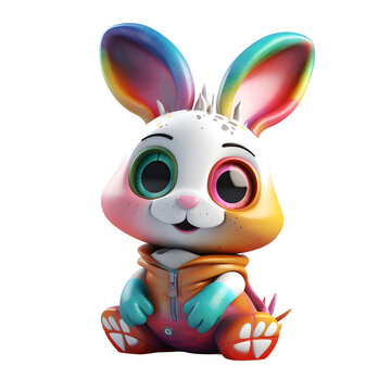 Easter bunny on a white background. 3d render illustration.