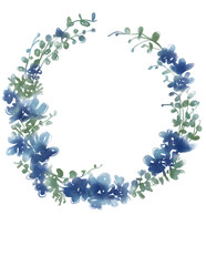 arco de flores acuarela azúl y verde circular decorar parte de matrimonio, invitación, tarjetas