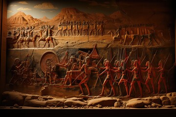 The Battle of Kadesh in the 13th century BC was between the Egyptian Empire, led by Ramesses II, and the Hittite Empire, led by Muwatalli II, near the Orontes River and Lake Homs. Generative AI.