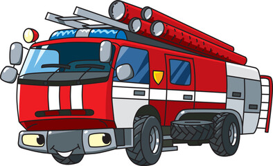 Fire truck or fire engine vector illustration