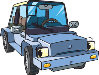 Funny small car with eyes vector illustration
